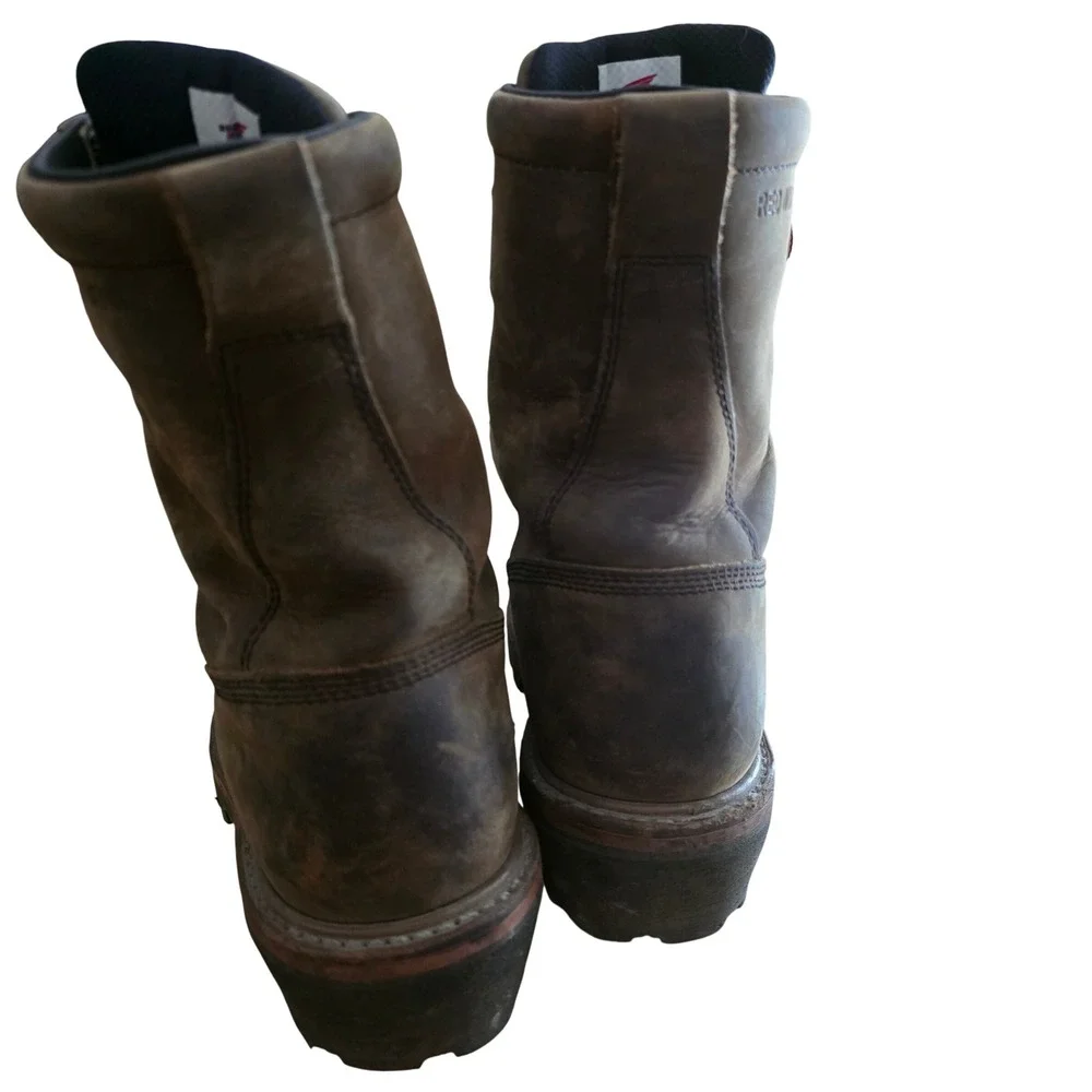Red Wing 2217 Mens Brown Leather Steel Toe Logger Boots Vibram Sole Size 9.5 D